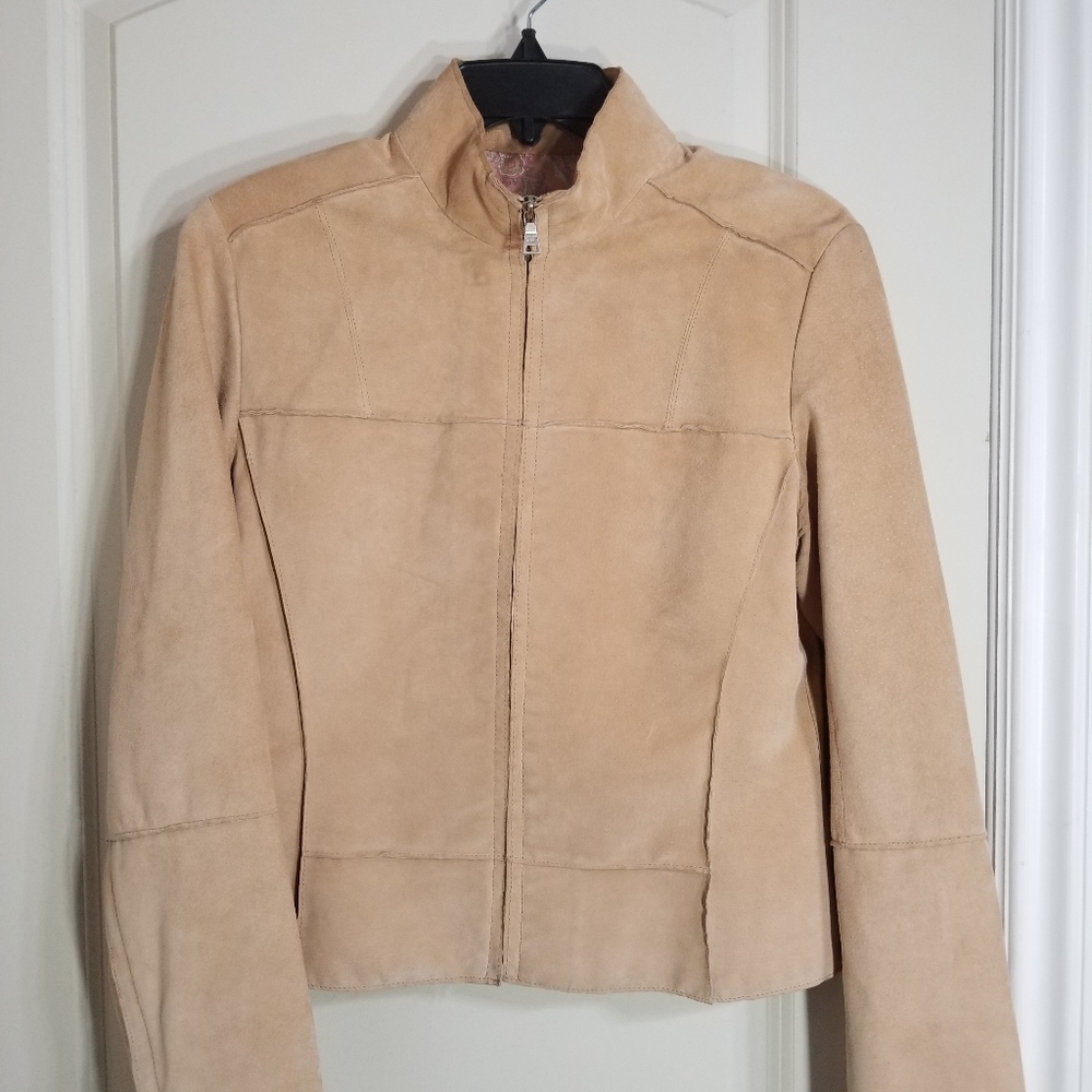 Andrew Marc Small Basic Tan Leather Jacket Zipper… - image 1